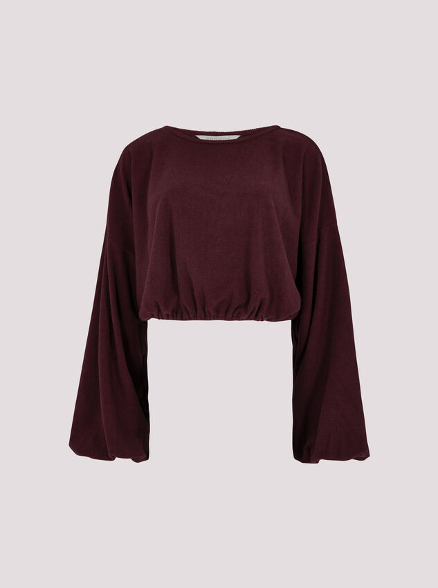 Soft Ribbed Crop Top, Burgundy, large