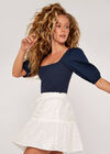 Blouson Sleeve Top, Navy, large