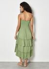 Smocked Bandeau Midi Dress, Green, large