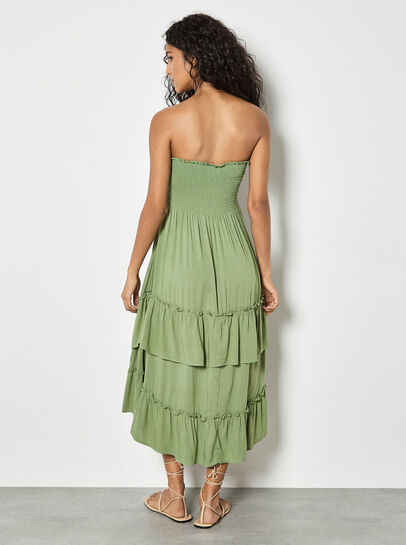 Smocked Bandeau Midi Dress