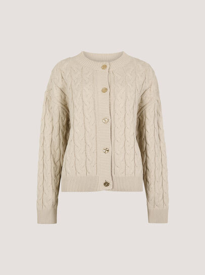 Cable Knit Button-Down Cardigan