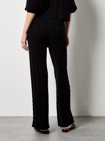 Twisted Cable Knit Wide Leg Trousers