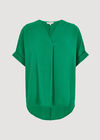 Textured Cotton Pleat Front Top, Green, large
