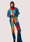 Colour Block Check Square Scarf, Blue, large