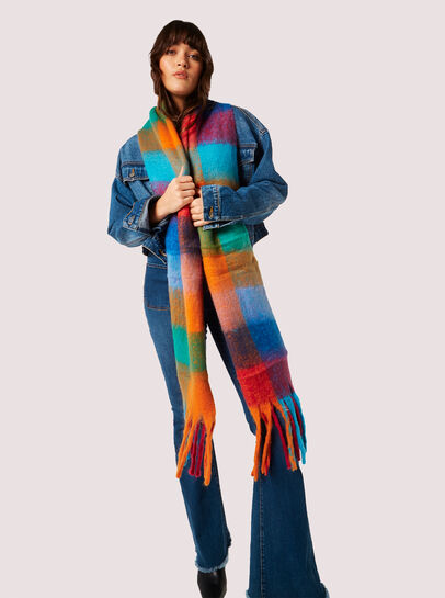Colour Block Check Square Scarf