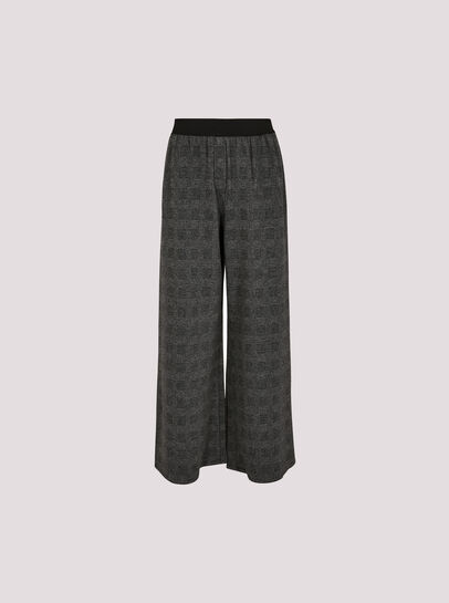 Check Print Wide Leg Trousers