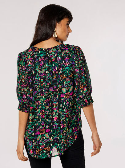 Gold Foil Paisley Top 