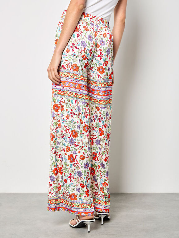 Floral Scarf Print Satin Shirt & Trouser Set, , large