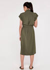 Utility Shirt Midi Dress , Khaki, large
