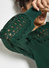 Lace Neck And Sleeve Jumper, Green, large