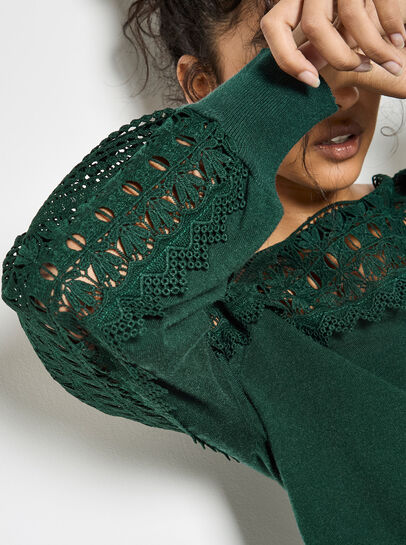 Lace Neck And Sleeve Jumper