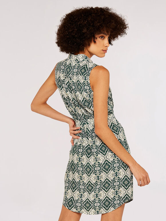 Ikat Shirt Mini Dress, Green, large