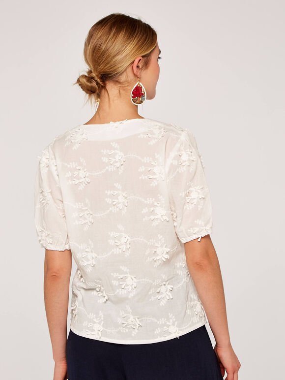 Embroided Cotton Top, Cream, large