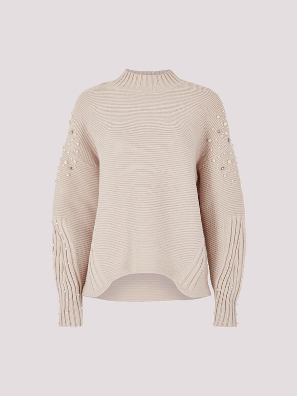 Pearl Gemstone Embellished Jumper, Stone, large
