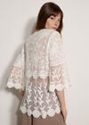Embroidered Mesh Layered Top, White, large