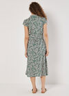 Leaf Print Shirt Midi Dress, Green, large