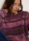 Tonal Stripe Fluffy Jumper, Purple, large