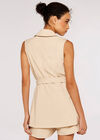 Sleeveless Tie Waist Blazer, Stone, large