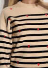 Heart Embroidered Stripe Jumper, Stone, large