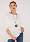 Waffle Batwing Necklace Top, Cream, large