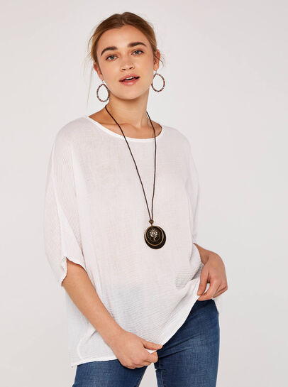Waffle Batwing Necklace Top