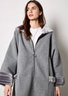 Faux Fur Zip Fleece Jacket, Grey, large