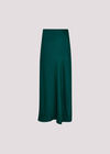 Satin Bias Midi Skirt, Green, large