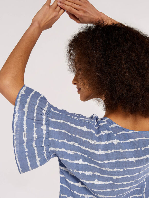 Painterly Stripe Panel Top, Blue, large