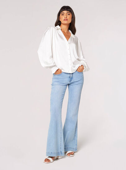 Balloon Sleeve Satin Shirt