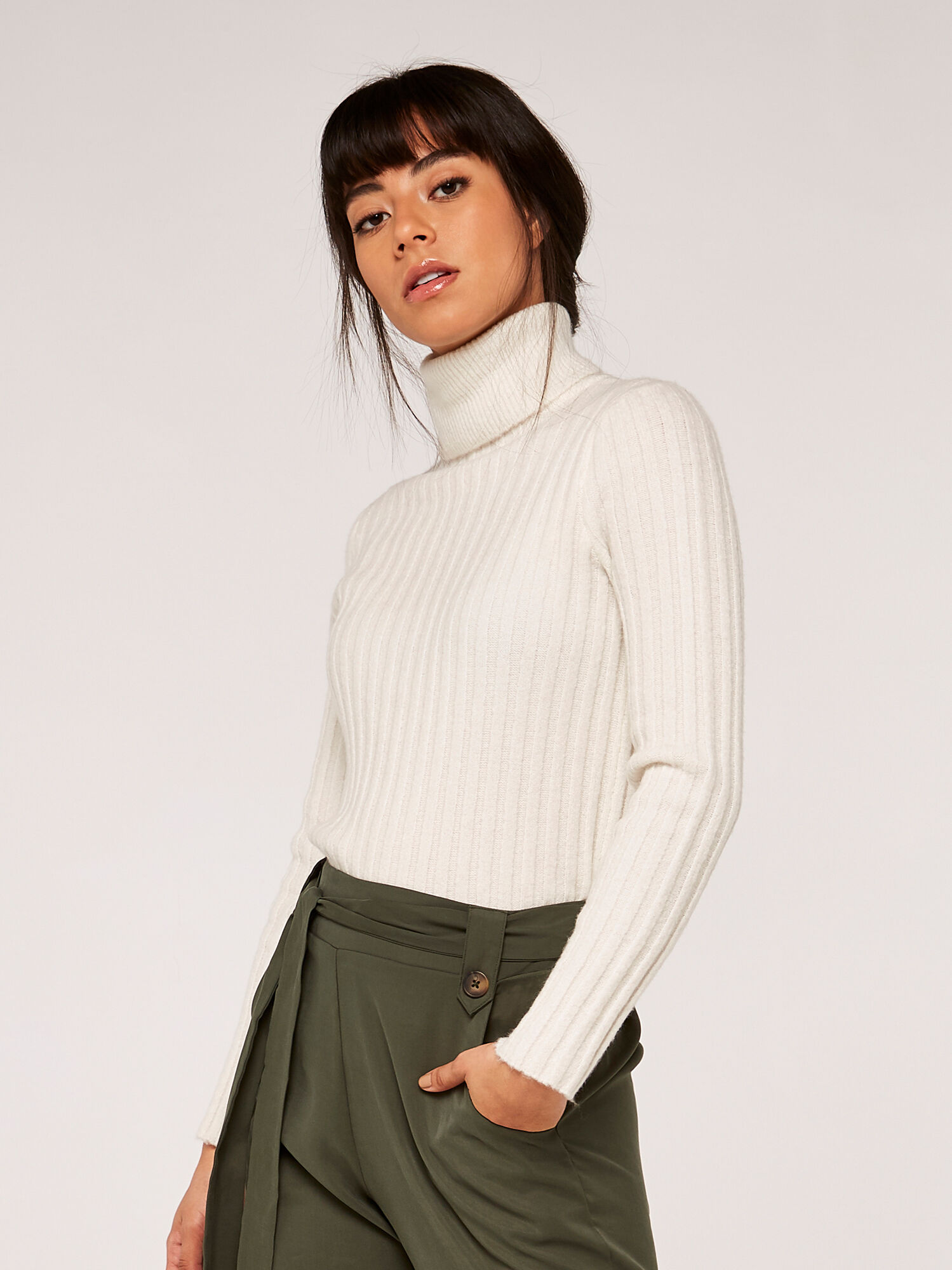 Roll neck clearance cream jumper