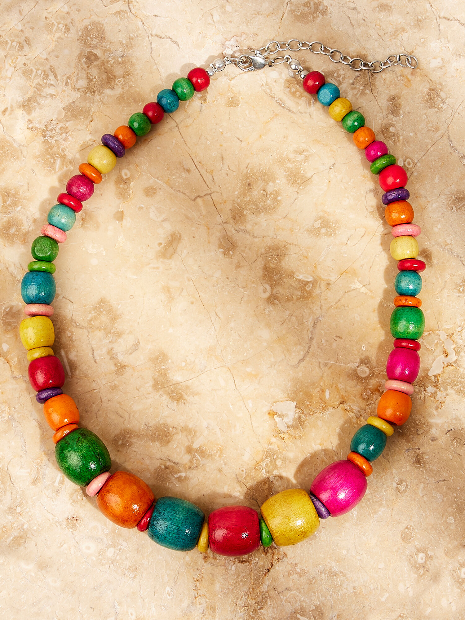 Coloured wooden bead necklace discount