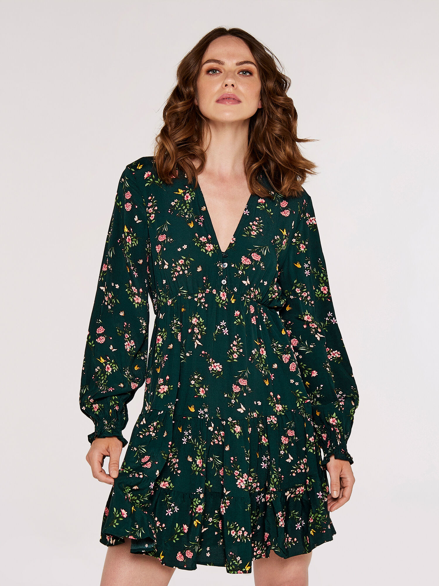 Apricot floral dress on sale