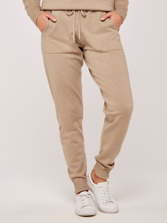 Knitted Relaxed Joggers, Stone, large