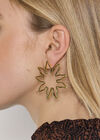 24K Gold Plated Flower Stud Earrings, Gold, large