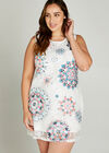 Blue Tribal Print Lace Shift Dress +, Green, large