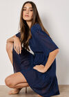 Polka Dot Chiffon Mini Dress, Navy, large