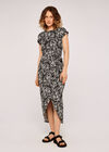 Brushstroke Print  Midi Dress, Black, large
