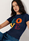 Love Knitted T-Shirt, Navy, large