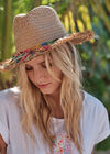 Fringed Straw Mexico Hat, Stone, large
