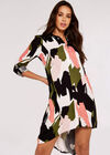 Brushstroke Print Mini Dress, Khaki, large