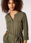 Utility Shirt Mini Dress , Khaki, large