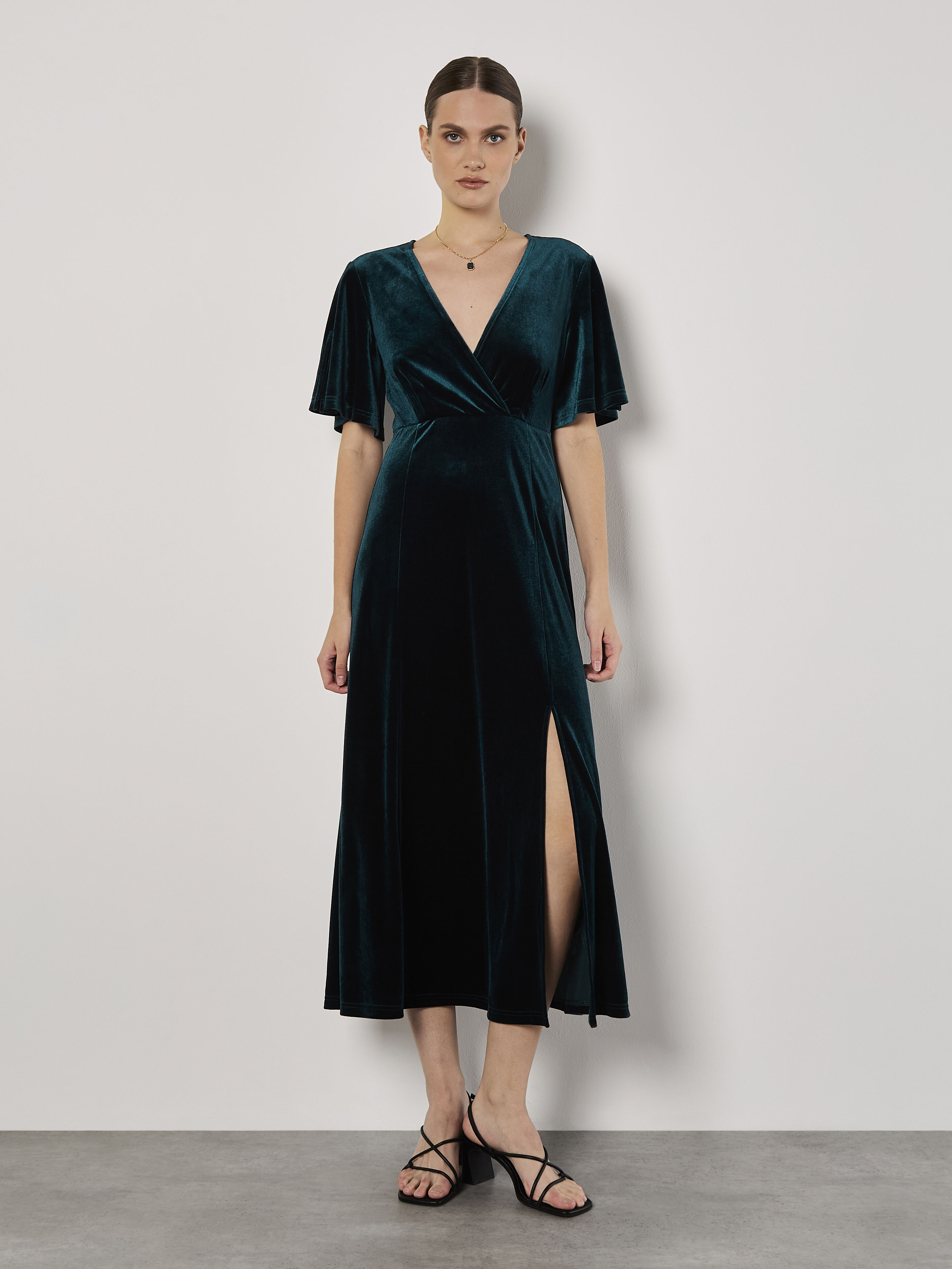Maxi velvet wrap dress cheap