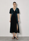 Velvet Wrap Maxi Dress, Green, large