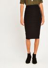 Black Ribbed Bodycon Pencil Skirt, Black, large