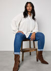 Curve Chevron Textured Shirt, Cream, large