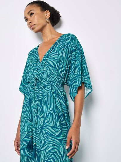 Zebra Print Kimono Midi Dress