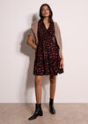 Floral Print Smocked Mini Dress, Black, large