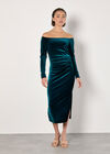Bardot Velvet Midi Dress, Green, large