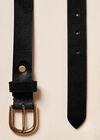 Leather Gold Buckle Belt, Black, large