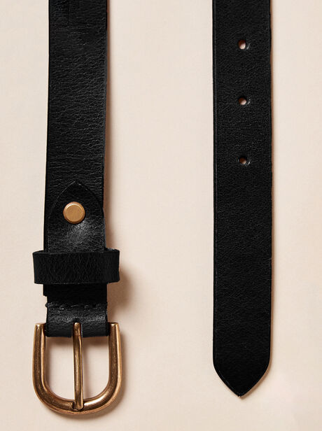 Leather Gold Buckle Belt